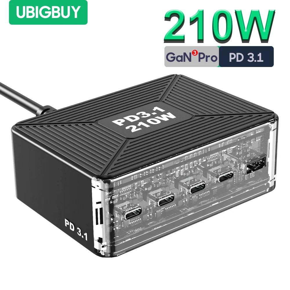 Ubigbuy 210W USB C , GaN PD3.1 140W 100W PPS   ̼, CŸ Ʈ  , ƺ Ｚ 